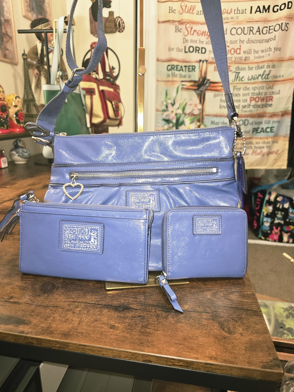 Coach Poppy Lavender Crossbody Bag with Wristlet And Wallet Combo - Picture 1 of 14